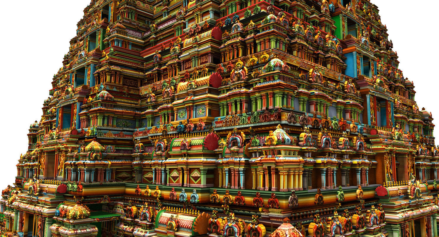 temple 3d model ornate hindu in middle of lake 3D model_5