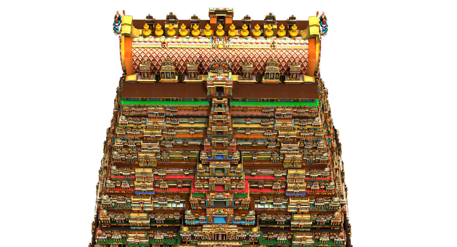 temple 3d model ornate hindu in middle of lake 3D model_27