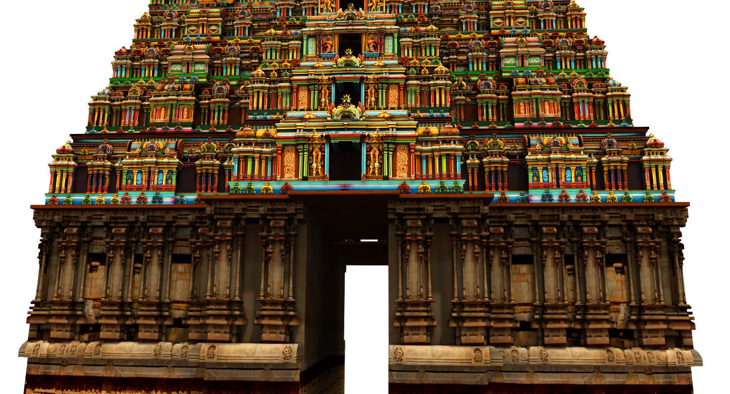 temple 3d model ornate hindu in middle of lake 3D model_23