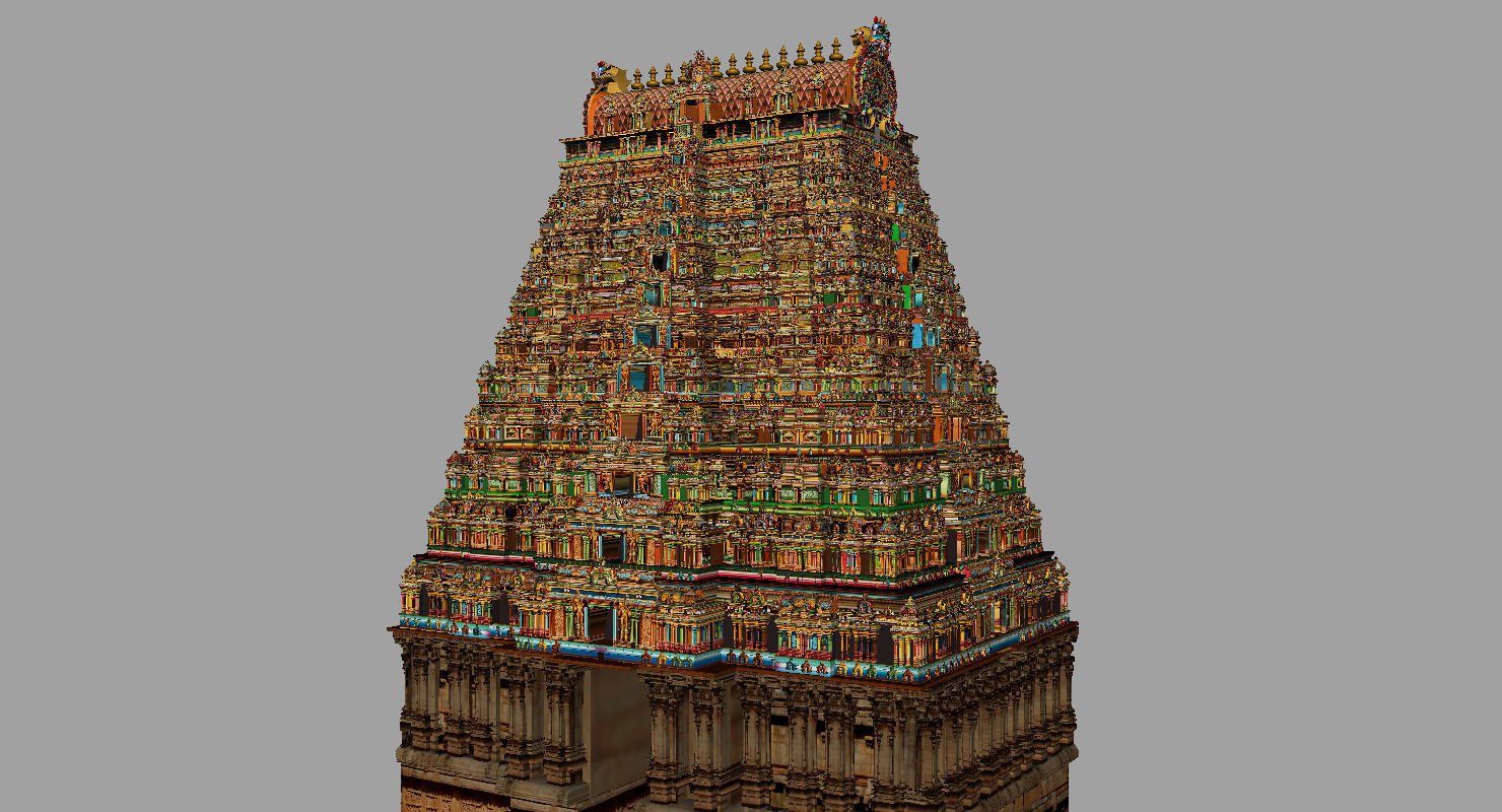 temple 3d model ornate hindu in middle of lake 3D model_19