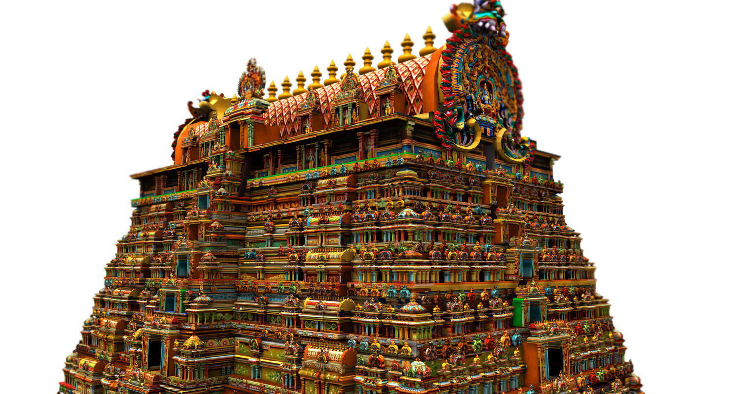 temple 3d model ornate hindu in middle of lake 3D model_3