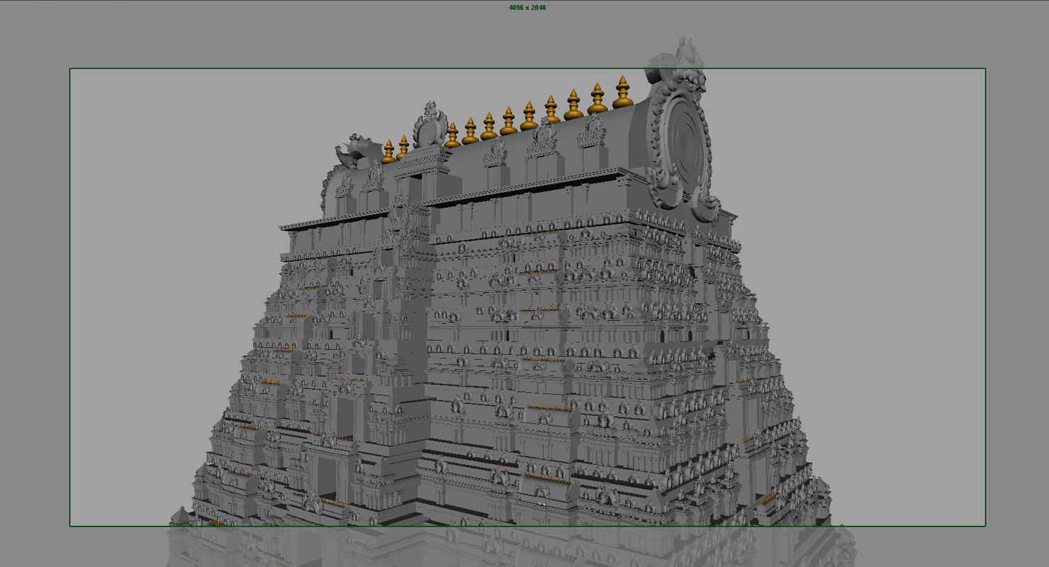 temple 3d model ornate hindu in middle of lake 3D model_9