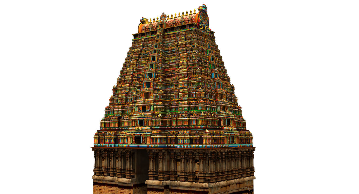 temple 3d model ornate hindu in middle of lake 3D model_4