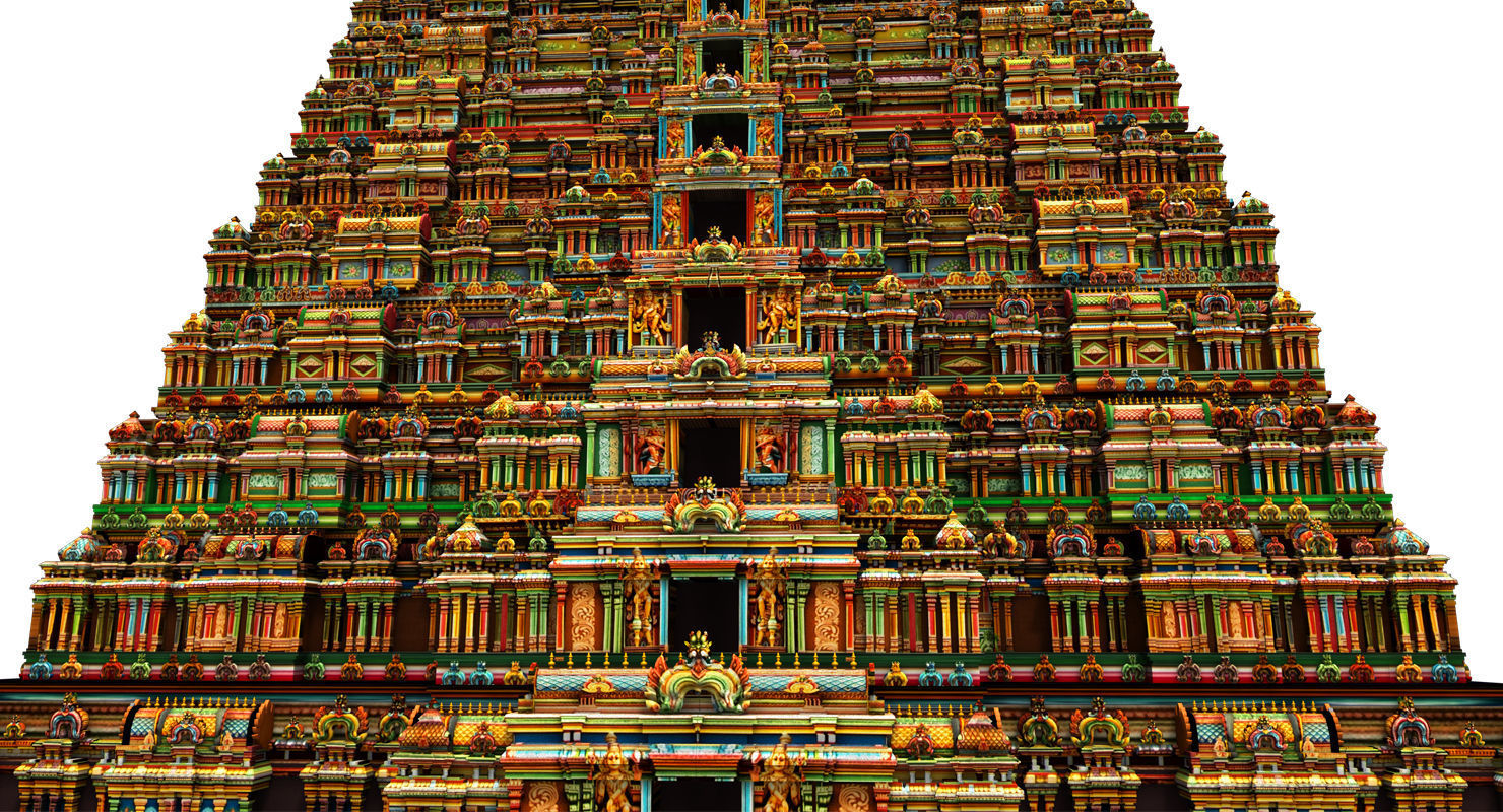 temple 3d model ornate hindu in middle of lake 3D model_2