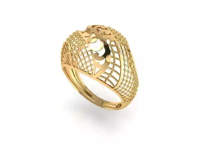 turki gold ring with filigree pattern
