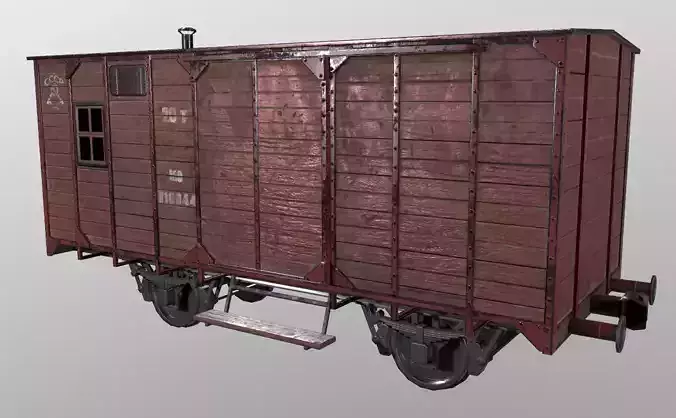 Railcar old train car Low-poly 3D model