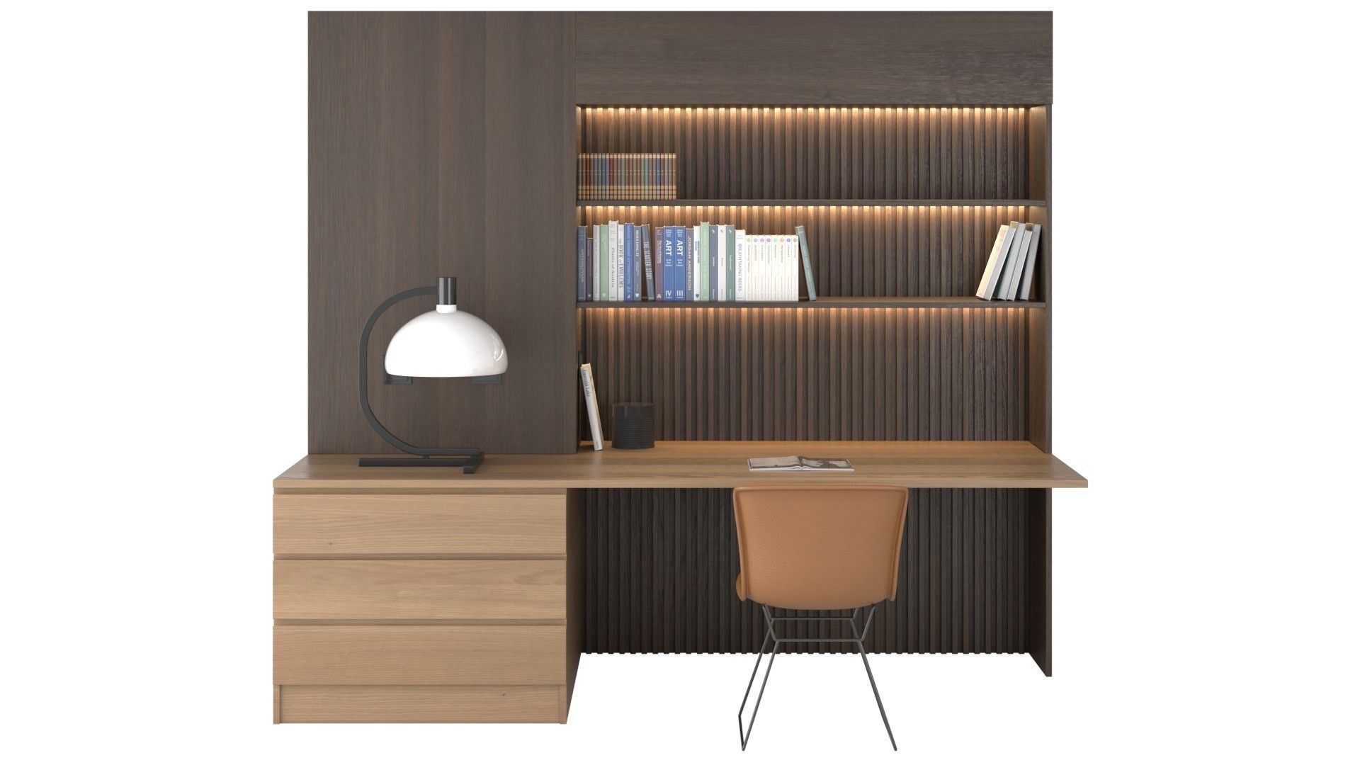 Study A - Office Library Black and Orange Low-poly 3D model_1