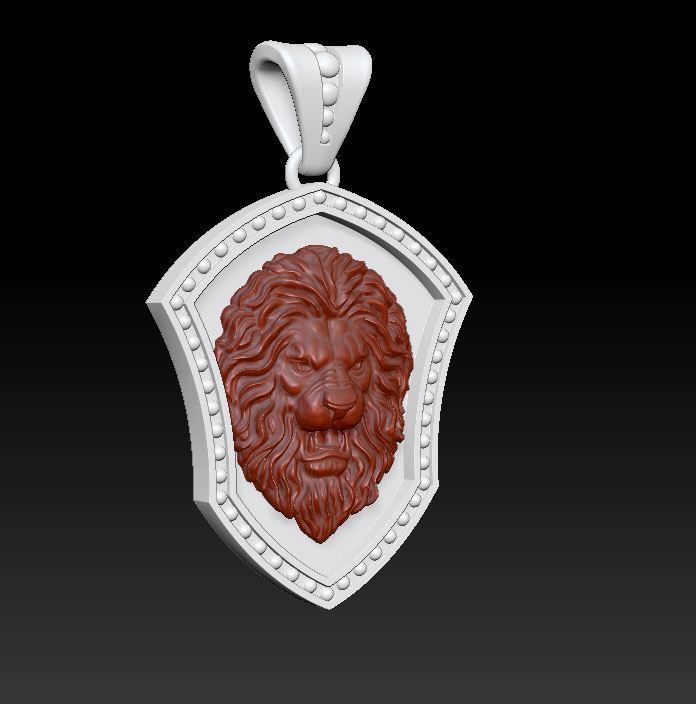 Lion pendant 3D print model_3
