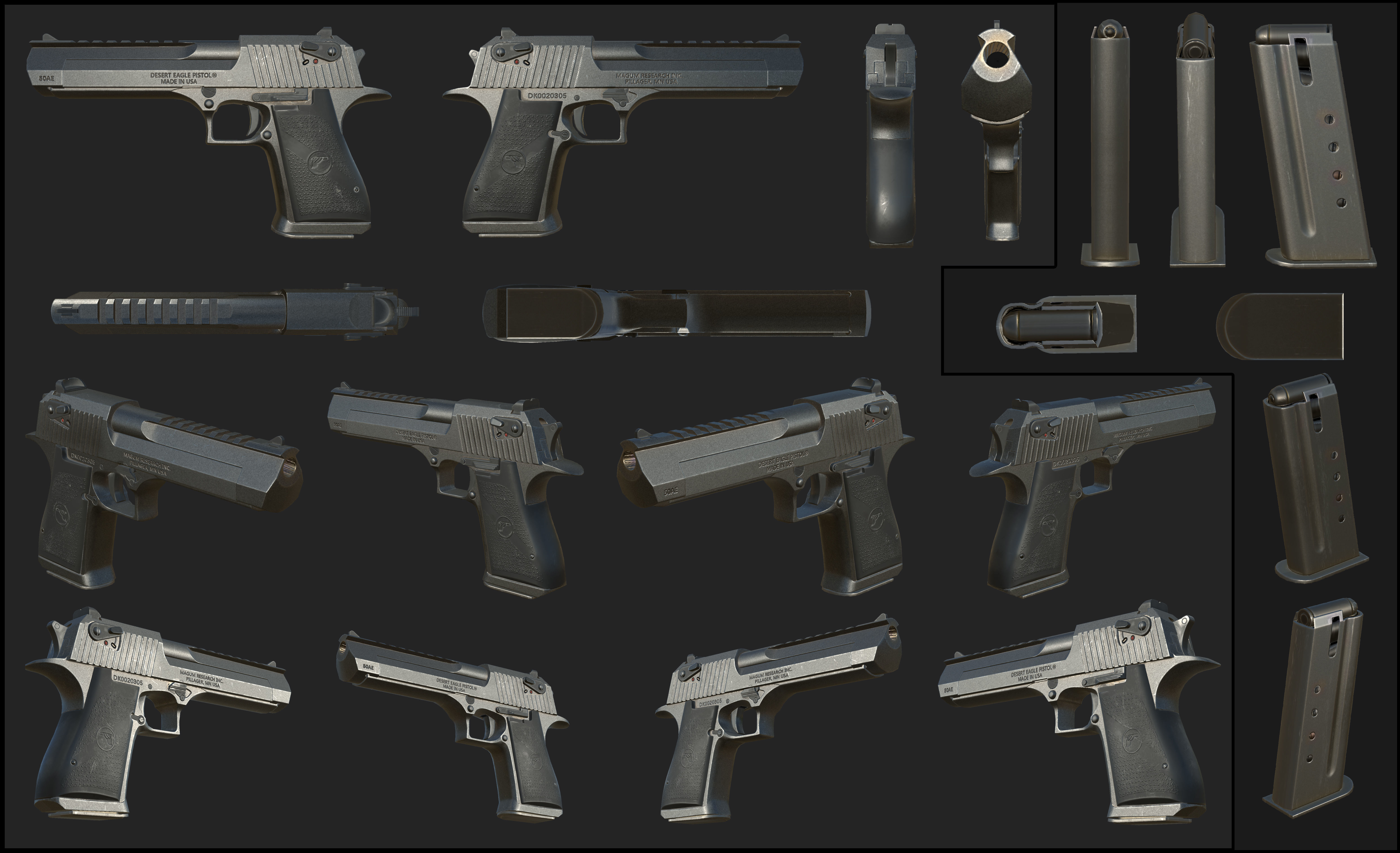 Gun Desert Eagle  Low-poly 3D model_4