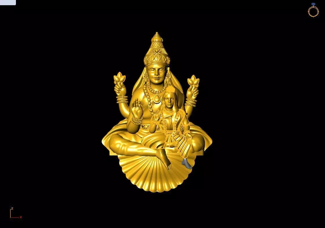laxmi gold statue of lord lakshmi 3D print model_0