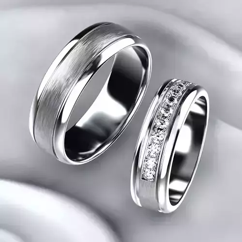 Wedding Satin Gold Rings  3D print model
