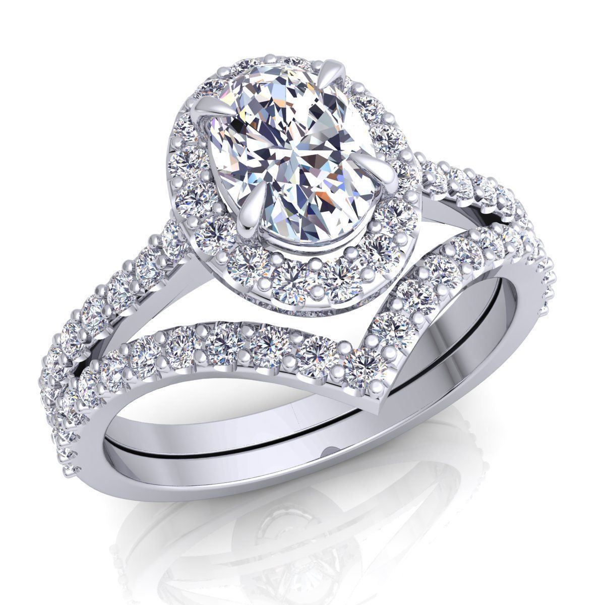 Wedding set Diamond Ring 3d Model Print 3D print model_2