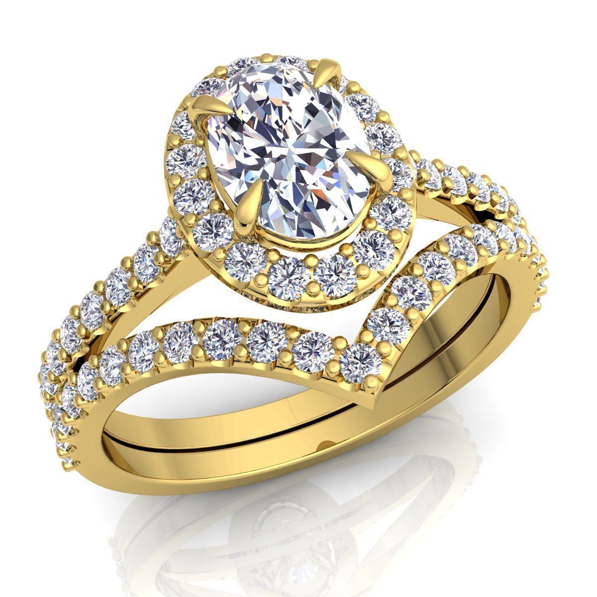Wedding set Diamond Ring 3d Model Print 3D print model_1