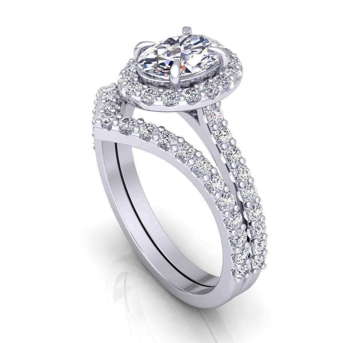 Wedding set Diamond Ring 3d Model Print 3D print model_8