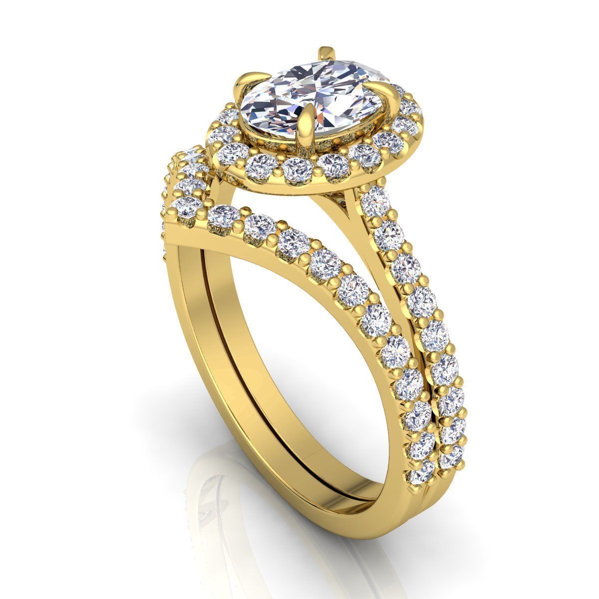 Wedding set Diamond Ring 3d Model Print 3D print model_6