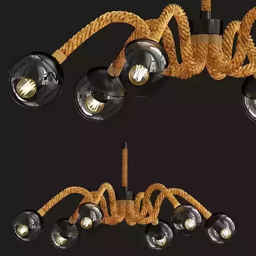 Industrial chandelier with balls hanging from it