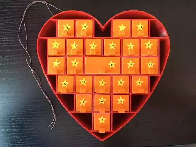 Advent Calendar Heartshape 3D print model