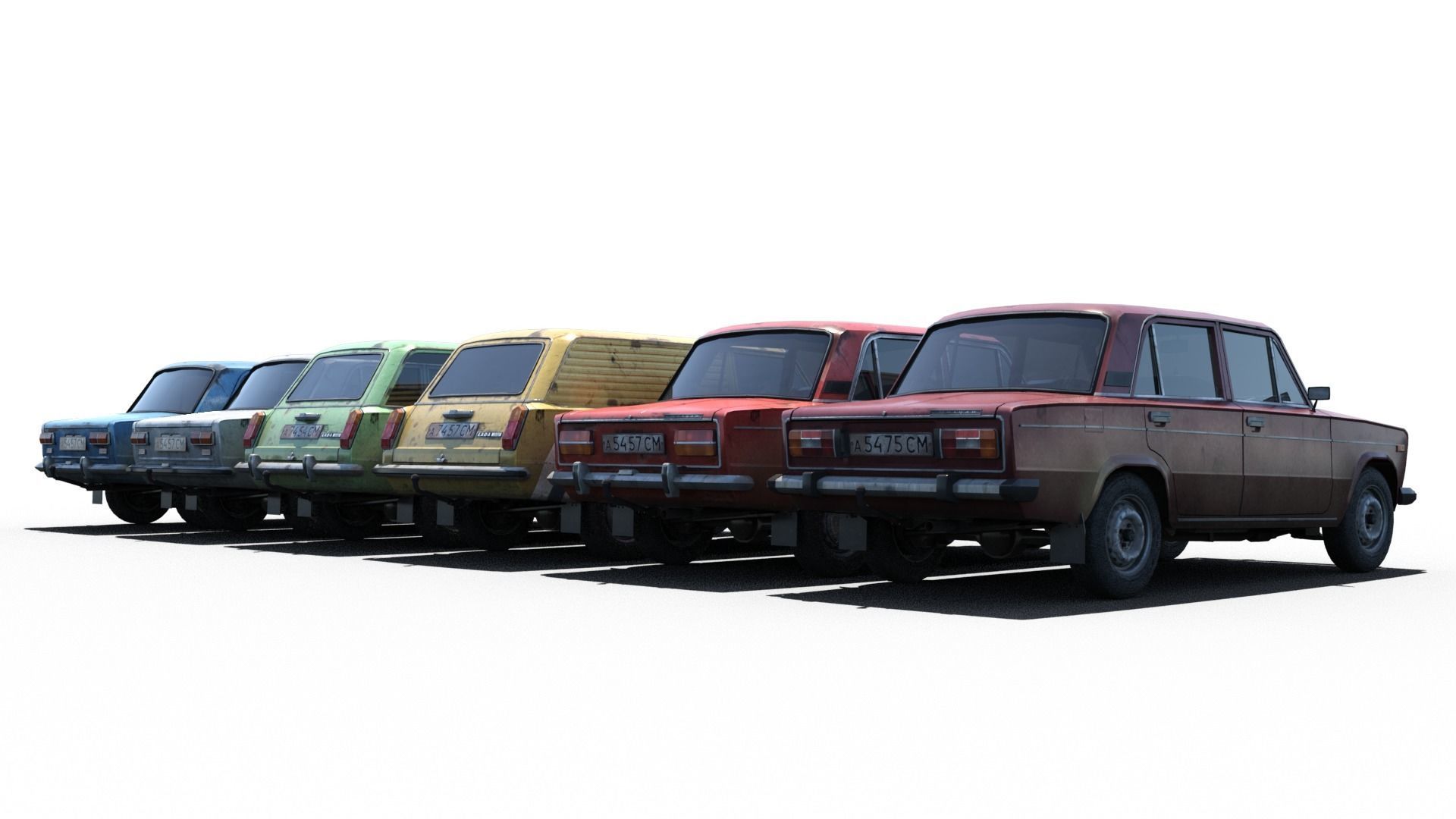 Pack of Ladas Low-poly 3D model_2