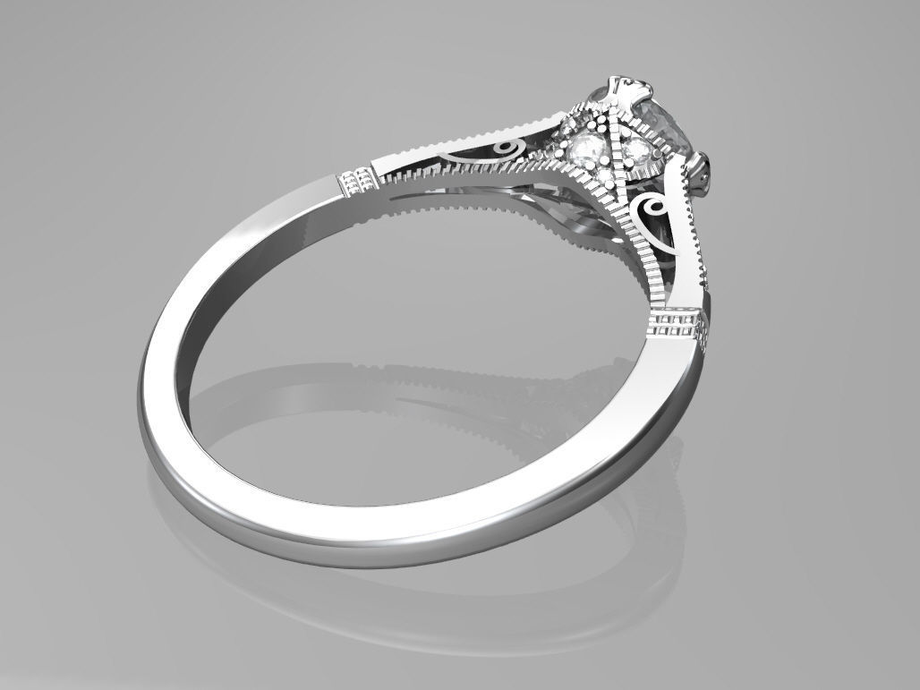 Art deco engagement ring 3D print model_4