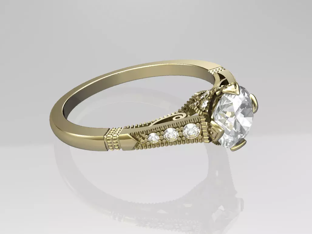 Art deco engagement ring 3D print model_0
