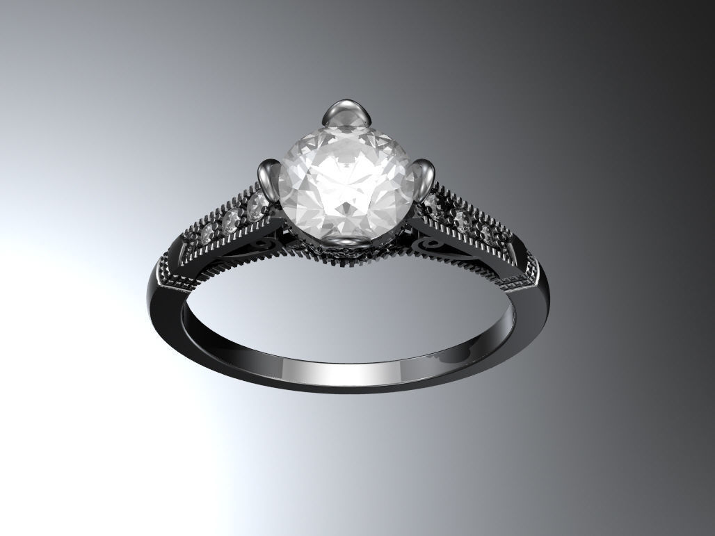 Art deco engagement ring 3D print model_7