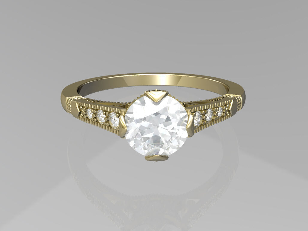 Art deco engagement ring 3D print model_2