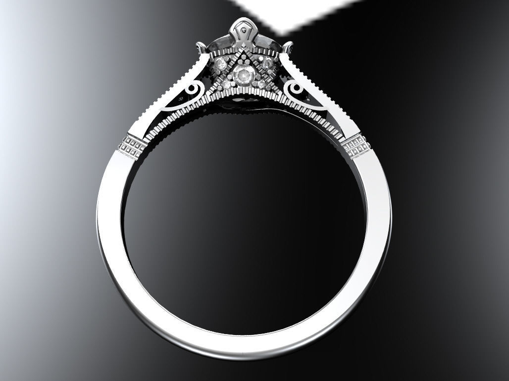 Art deco engagement ring 3D print model_8