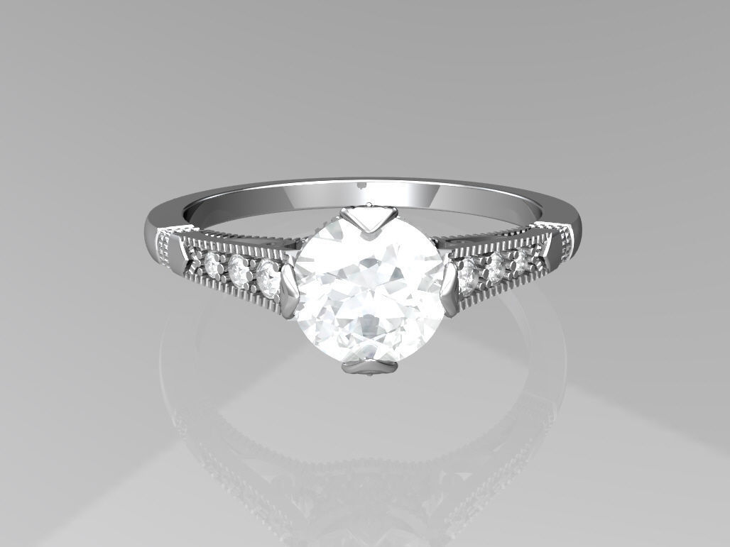 Art deco engagement ring 3D print model_5