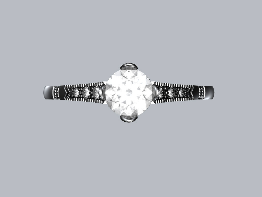 Art deco engagement ring 3D print model_9