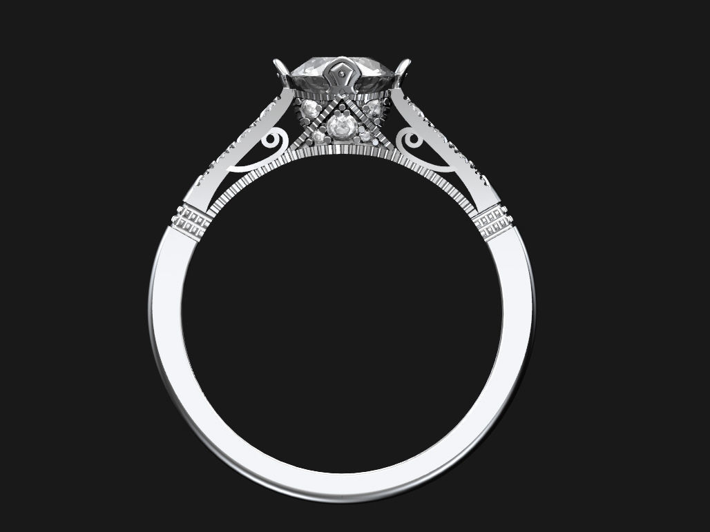 Art deco engagement ring 3D print model_10