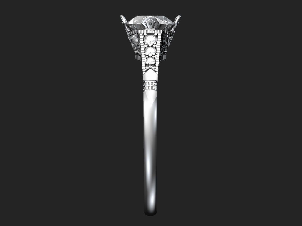 Art deco engagement ring 3D print model_11
