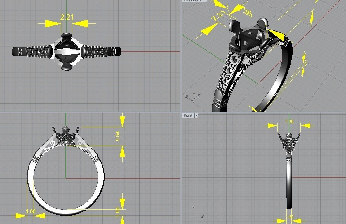 Art deco engagement ring 3D print model_12