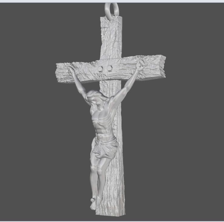 Jesus with cross pendent 3D print model_2