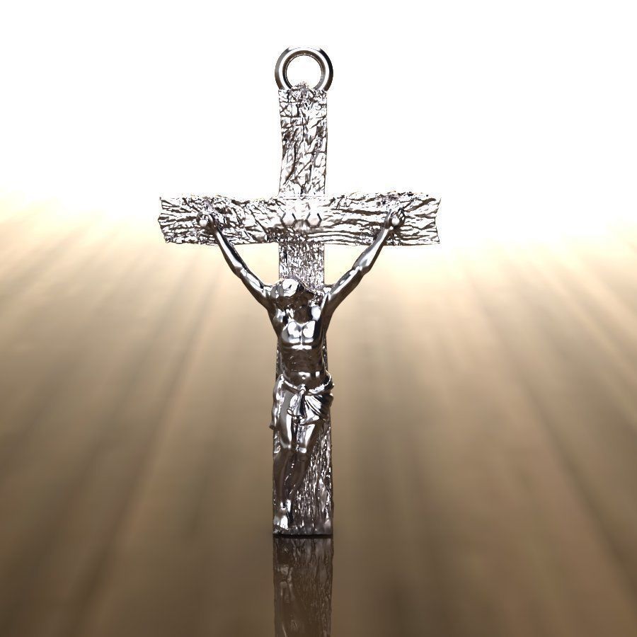 Jesus with cross pendent 3D print model_3