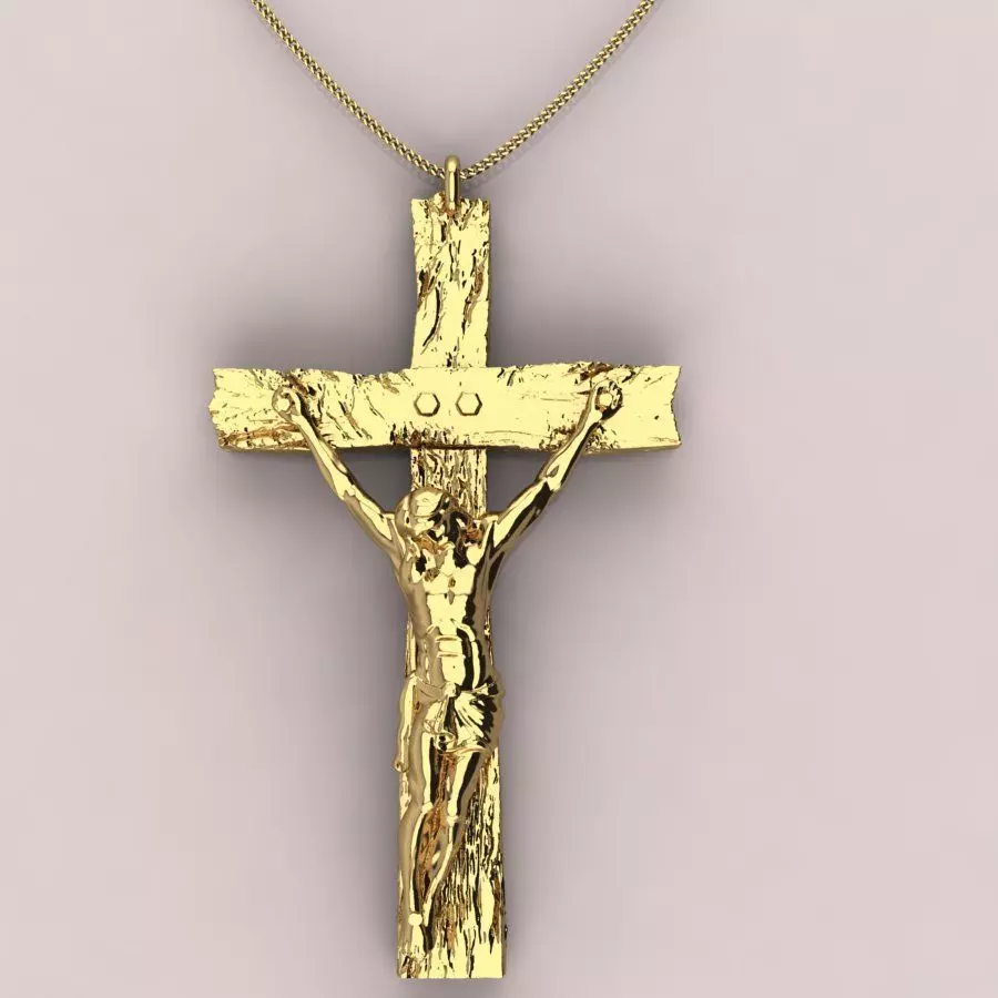 Jesus with cross pendent 3D print model_0