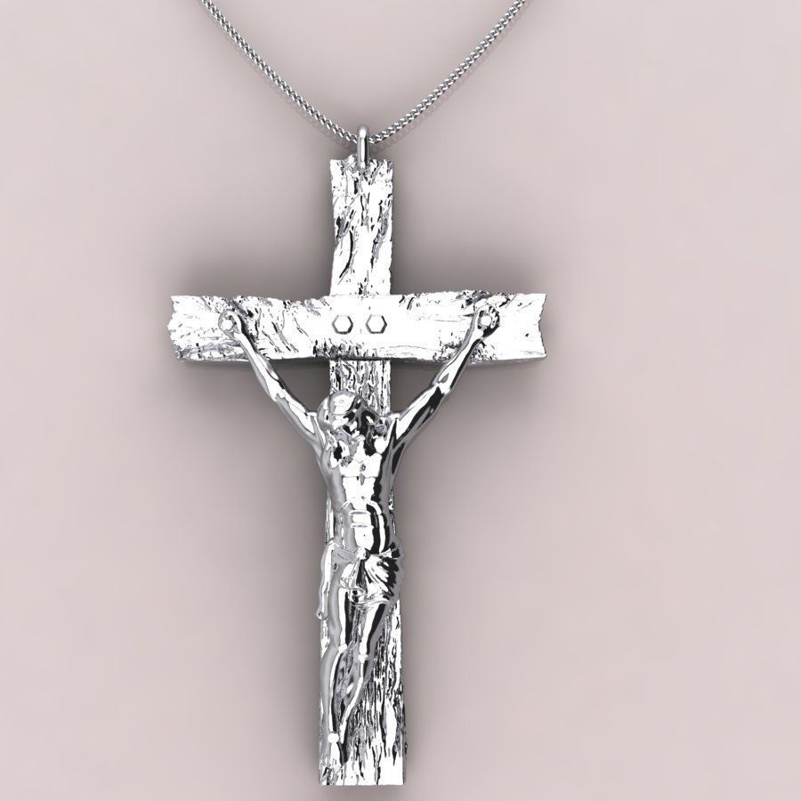 Jesus with cross pendent 3D print model_1