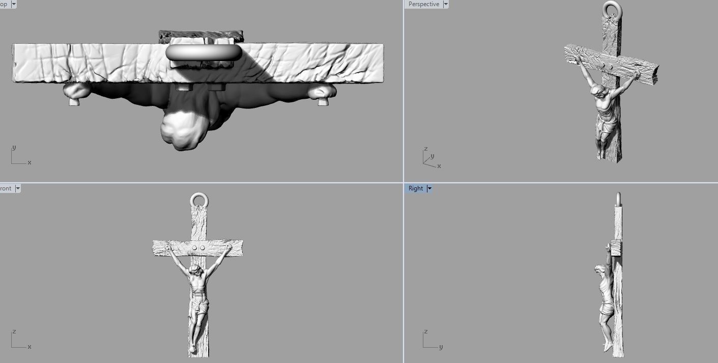 Jesus with cross pendent 3D print model_4