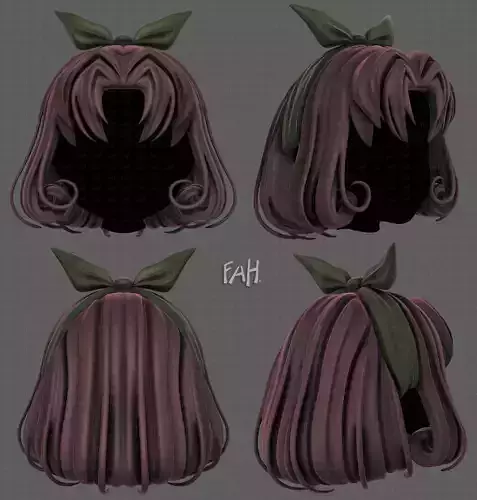 3D Hair style for girl V78 Low-poly 3D model