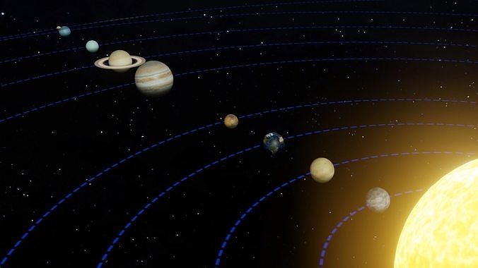 Solar System Blender Scene Animated  Low-poly 3D model