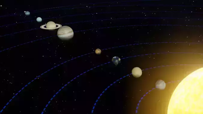 Solar System Blender Scene Animated  Low-poly 3D model