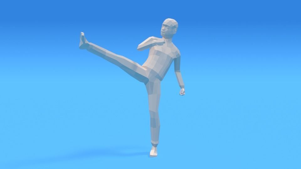 Low Poly Kid Fighting Low-poly 3D model_3