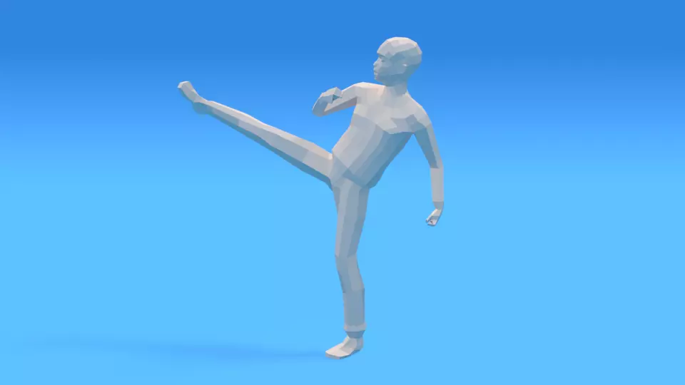 Low Poly Kid Fighting Low-poly 3D model_0