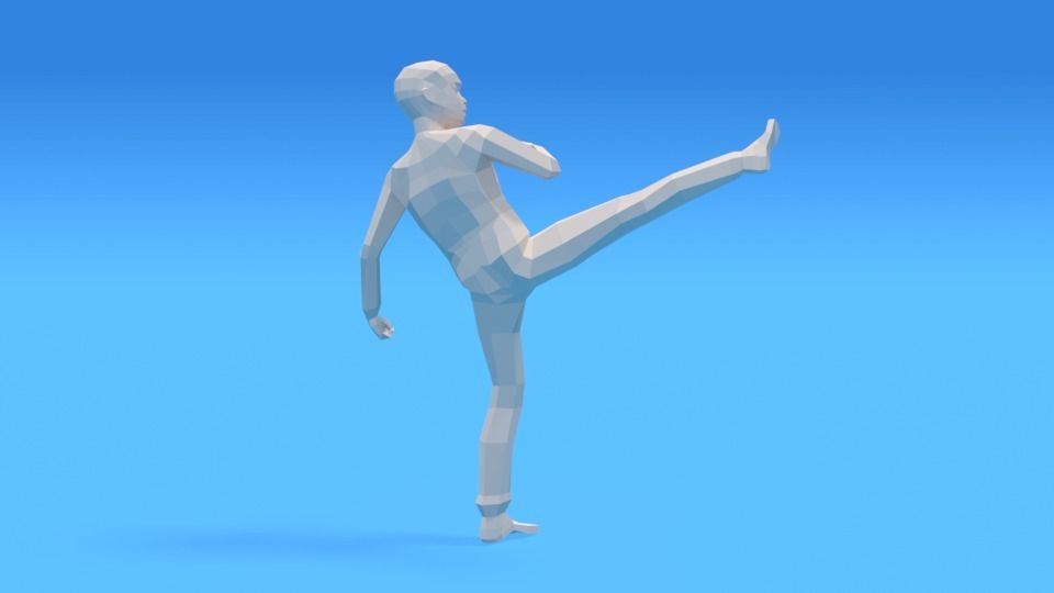 Low Poly Kid Fighting Low-poly 3D model_4