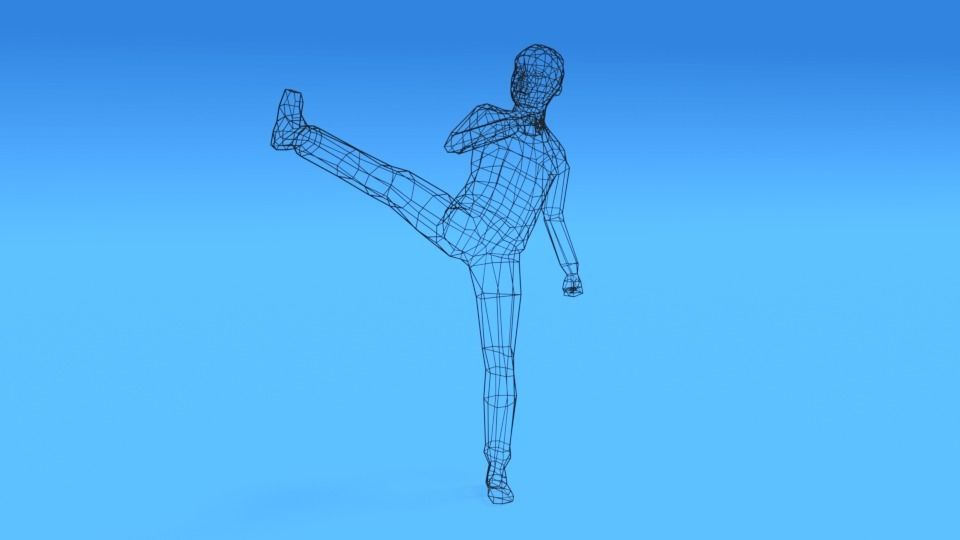 Low Poly Kid Fighting Low-poly 3D model_13
