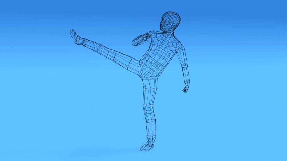 Low Poly Kid Fighting Low-poly 3D model_11