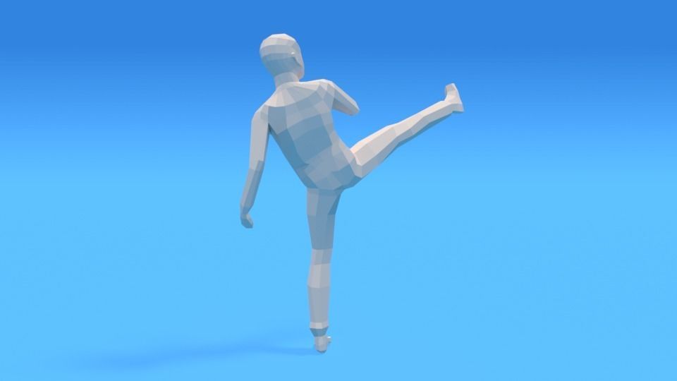 Low Poly Kid Fighting Low-poly 3D model_6