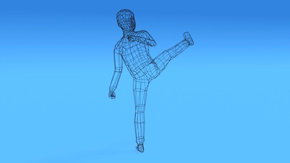 Low Poly Kid Fighting Low-poly 3D model_12