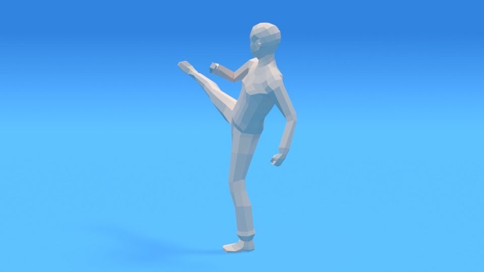 Low Poly Kid Fighting Low-poly 3D model_7
