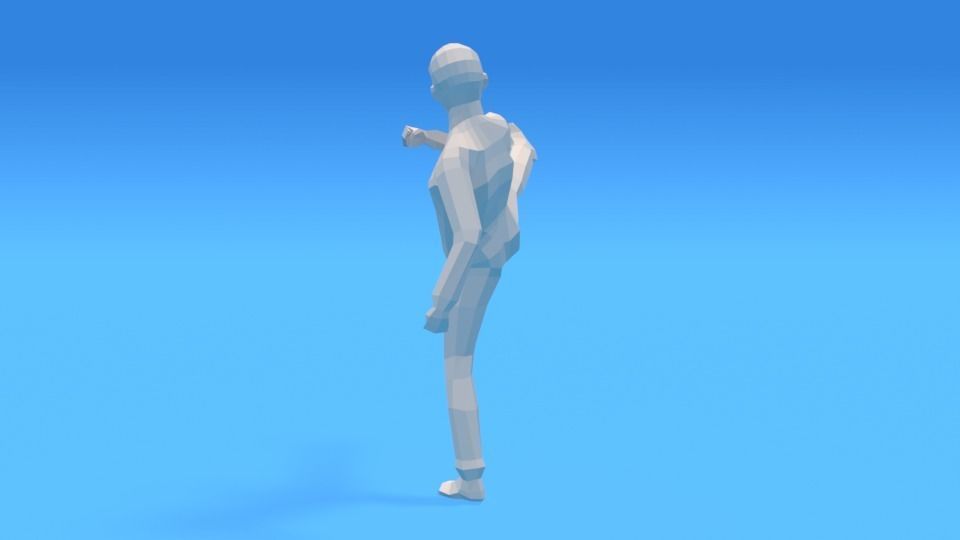 Low Poly Kid Fighting Low-poly 3D model_5