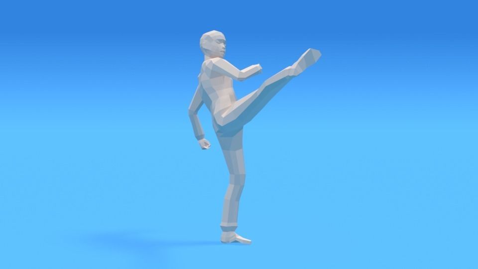 Low Poly Kid Fighting Low-poly 3D model_2